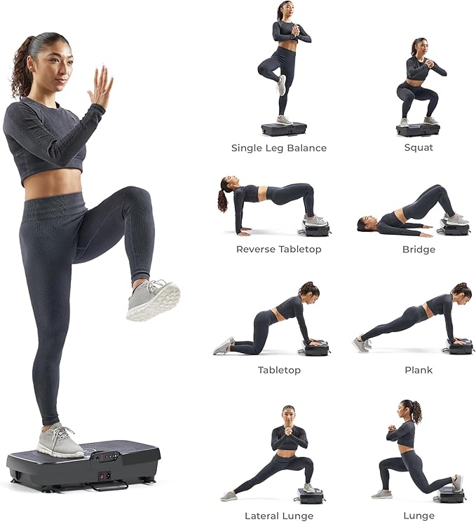 Sunny Health & Fitness Fitboard Vibration Platform Exercise Machine with Multiple Speed Settings and Vibration Modes for Multipurpose Workouts