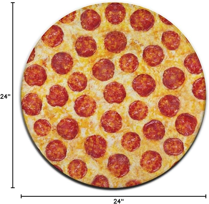 Large Machine Washable Circular Rugs, Home Decor Round Mat for Living Room Sofa Office Compatible with Pepperoni Pizza