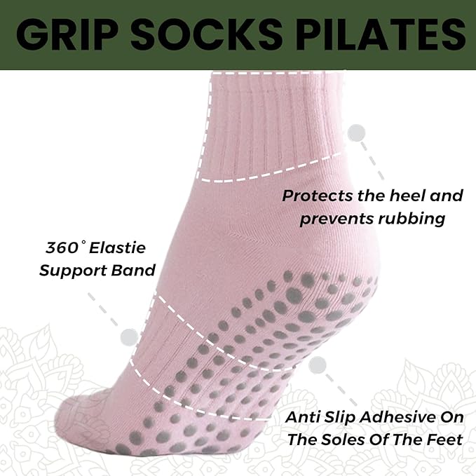 3/6 Pairs Cute Pilates Socks with Grips,Yoga Socks Barre Sock Non Slip Embroidery for Barre Ballet Barefoot Workout
