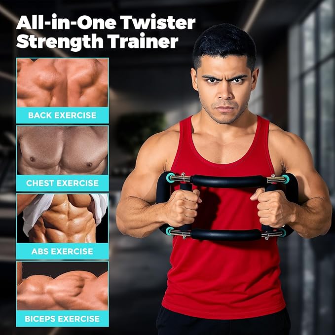 Elite Twister Arm Trainer, 66-110lb Adjustable Chest Workout Equipment, Arm Muscle Trainer for Men & Women, Portable Detachable Power Twister Bar, Home Gym Upper Body Fitness Machine