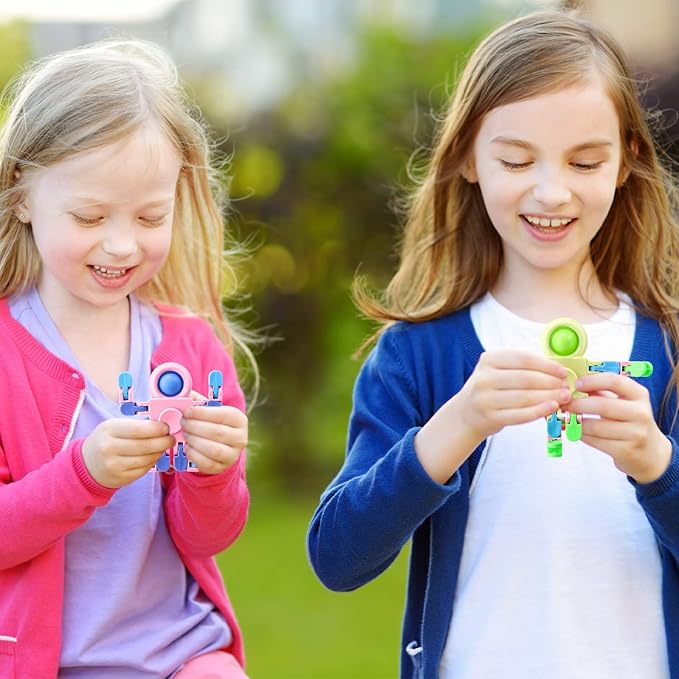 Hanaive 100 Robot Fidget Spinners Transformable Fingertip Gyro Chain Toy Deformable DIY Stress Relief Fidget Sensory Toys Adults Piñata Goodie Bag Birthday School Gift