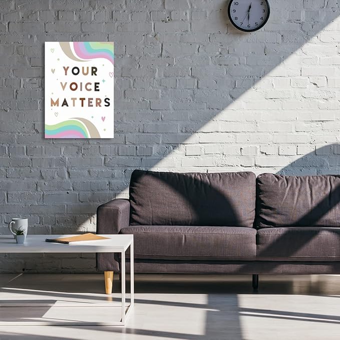 JANLAN Your Voice Matters Wall Decor,Diversity Posters for Classroom,Diversity Equality Canvas Wall Art,Your Voice Matters Canvas Wall Art for Kids Nursery School