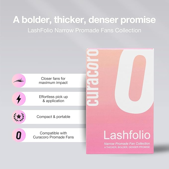 Curacoro LashFolio Narrow Promade Fans, Handmade Volume Eyelashes, 5D~10D, C CC D Curl, Thickness 0.03~0.07mm, 8-15mm Length, Professional Long-Lasting Promade Lash Fans (12D-0.03 CC, 8mm-11mm)