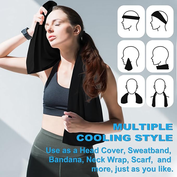 Cooling Towels 43.3" x 15.7" - Ice Towel, Sweat Towel, Cooling Towels for Neck & Face & Cooling Neck Wraps for Summer Heat - Neck Cooler for Quick Cool Down for Gym, Running, Golf, Yoga & Sports