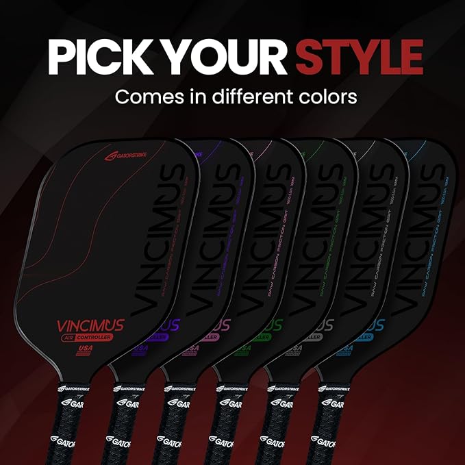 Vincimus Air Controller T600 Pickleball Paddle, T600 Carbon Fiber Pickleball Paddle with Enhance PP Honeycomb 16mm Core, 8.1oz with GatorGrit Face