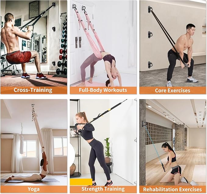 3-Pack Resistance Band Wall Anchor, Workout Wall Mount Anchor, Wall Mount Bracket for Suspension Straps, Space Saving Workout Equipment for Strength Training, Home Gym