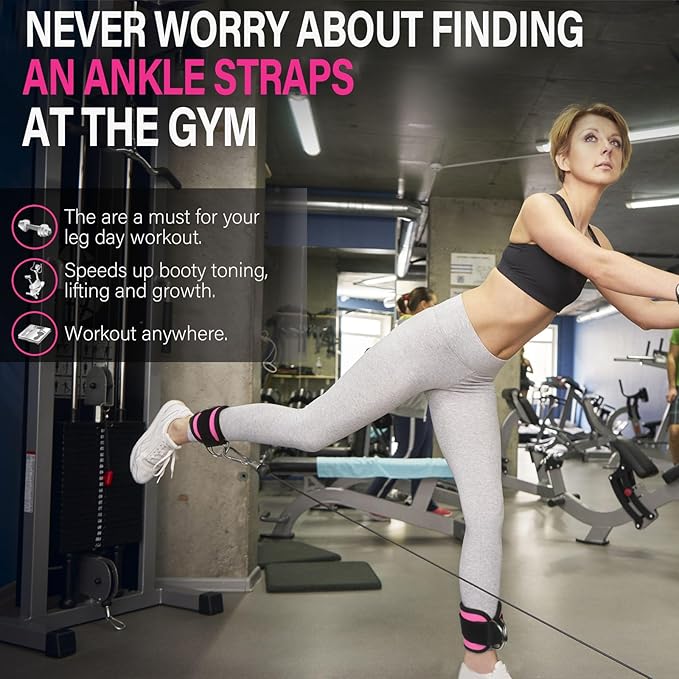 Ankle Strap for Cable Machine Attachments, Gym Accessories for Women and Men, Neoprene Ankle Cuffs for glute Kickback, Leg Workouts ande Booty Hip Abductors Exercise