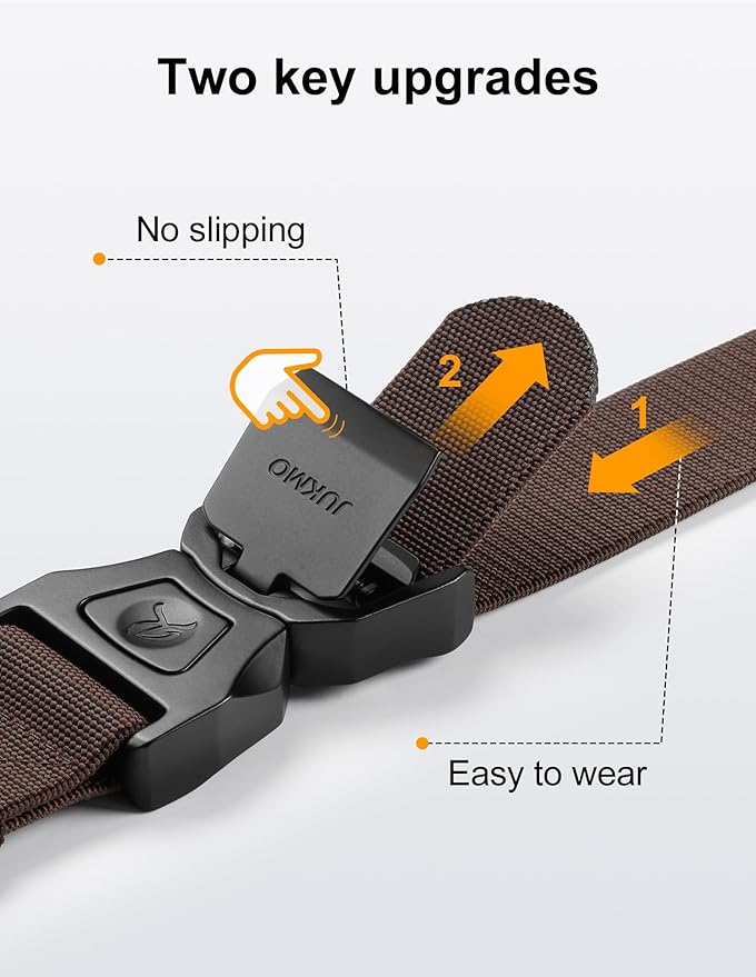 JUKMO Quick Release Tactical Belt, Military Work 1.5" Nylon Web Golf Belt with Heavy Duty Seatbelt Buckle