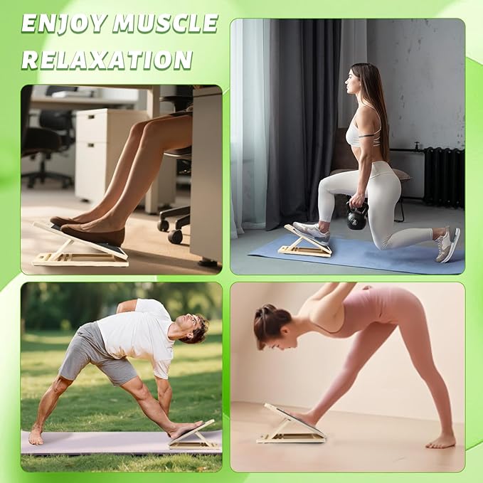 Adjustable Slant Board - Portable Wooden Incline Board, Calf Stretcher for Exercise, Stretching, Squats & Physical Therapy (Knees/Ankle)