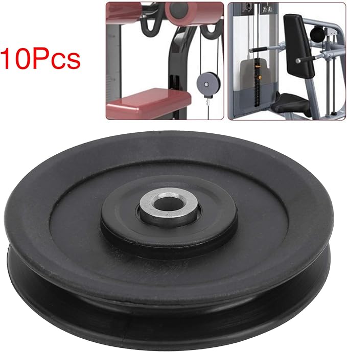 Keenso 10 Pcs 115mm Nylon Bearing Pulley Wheel Replacement Home Gym Equipment Machine Attachments Exercise Accessory