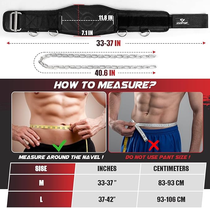 3-in-1 Weighted Pull Up Belt for Men, Weight Lifting Dip Belt with 40.6 IN Chain & Self Locking, Weighted Gym Belt for Pull Up, Squat, Powerlifting & Deadlift, Capacity Up to 350 LBS