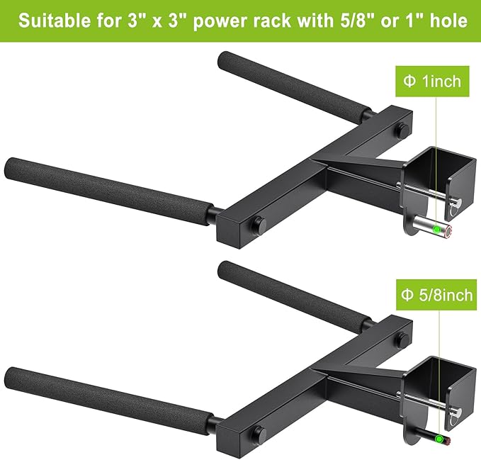 Kipika Y-Shaped Dip Bar for Power Cage with 5/8" or 1" Hole - Dip Bar Attachments for Home Gym - Heavy Duty Power Rack Attachments - Squat Rack Accessories for Strength Training