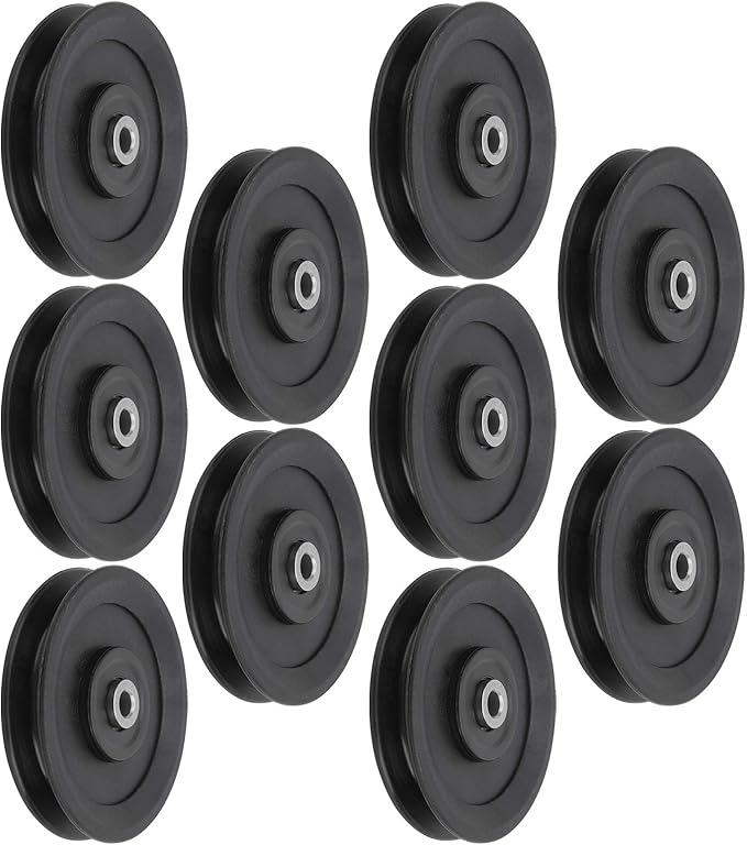Keenso 10 Pcs 115mm Nylon Bearing Pulley Wheel Replacement Home Gym Equipment Machine Attachments Exercise Accessory
