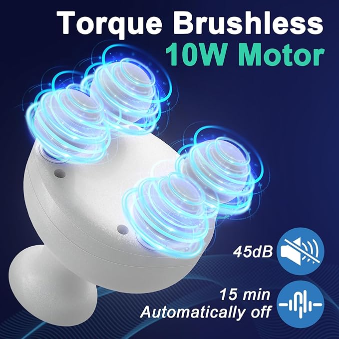 DEITY 4 Heads Handheld Massage Gun Deep Tissue, Electric Body Massager, Percussion Muscle Massager for Easing Shoulder and Back Tension, Perfect Gifts for Man Women, White