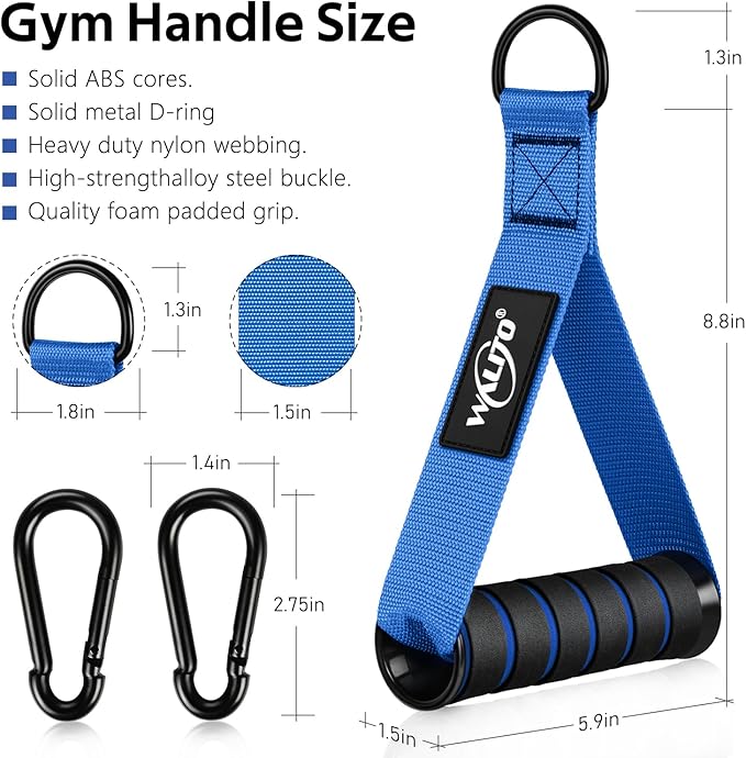 WALITO Exercise Handles, Replacement Cable Machine Attachments for Home Gym Equipment, Pulley System, Pilates, Resistance Bands, Strength Trainer, Heavy Duty Working Out Handles