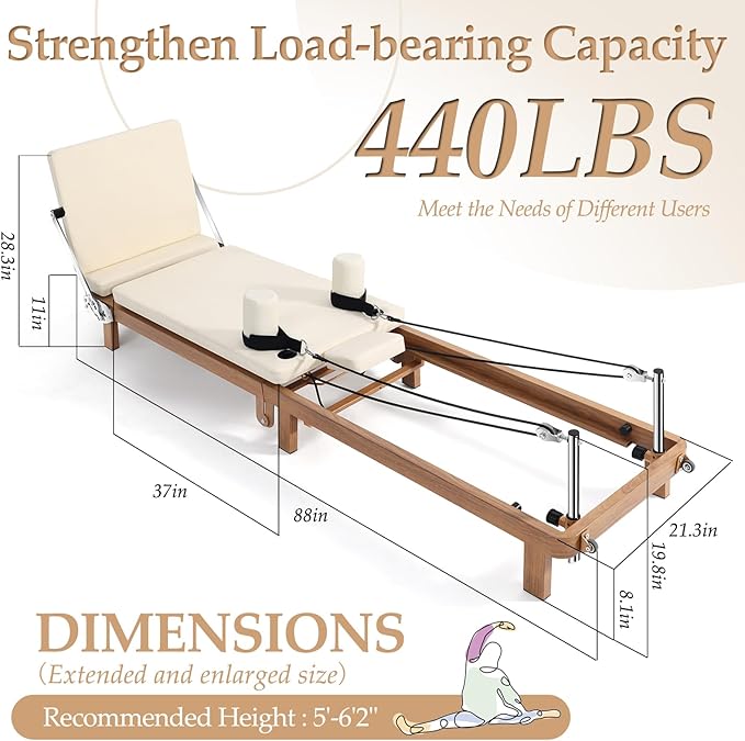 Foldable Pilates Reformer Machine,Extended 88in Metal Frame Pilates Equipment for Home Women Men Use Gym Workout & Advanced and Beginners Users , Dual Resistance System (Spring & Latex Tubes)