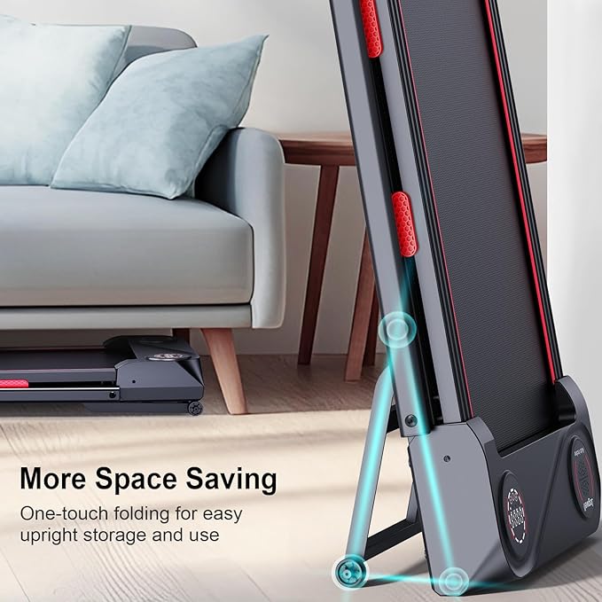 Jogwell Walking Pad with 12% Auto Incline, Under Desk Treadmill for Home Office, Upright Space-Saving Design Walking Pad with Handle Bar, Double Steel Frame, 330 LBS Capacity, Remote Control