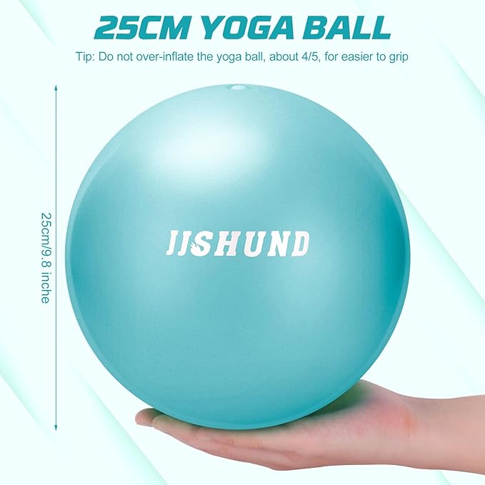 Pilates Ball, 9 Inch Small Exercise Mini Soft Workout Yoga Ball with Exercise Guide, for Home Gym Yoga, Pilates, Core Training, Workout, Balance, Stability