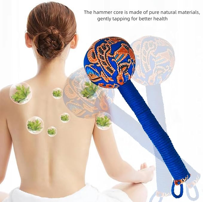 Wormwood Hammer, Manual Massage Hammer, Full Body Massage, Relieve Muscle Pain, Open Meridian. (Pink, Blue)