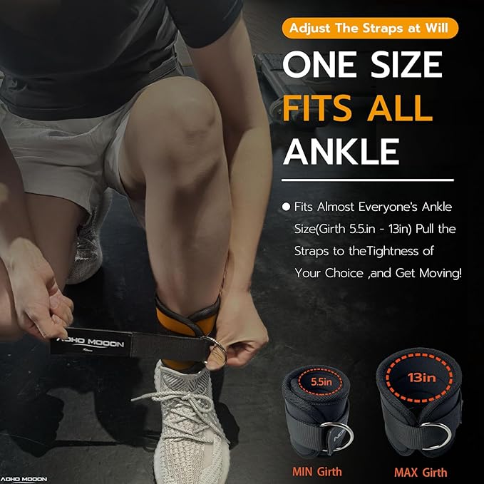Comfortable Adjustable Ankle Straps for Cable Machines Women, Gym Workout Leg Strap, Glute Cuff, Ankle Cuffs for Glute Workouts, Foot Straps for Kickback, One Size Fit All