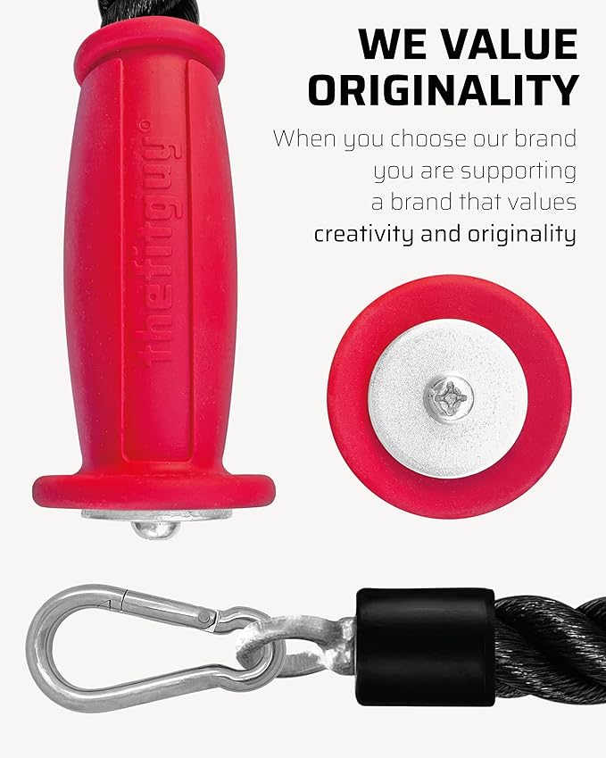 Ergonomic Grip Single Tricep Rope Cable Attachment, 16.5” Length, Comfort Nonslip, Reducing Wrist Pressure & Rubs, Easy to Clean, Gym Pull Machine Accessory for Cable Machines and Smart Gyms