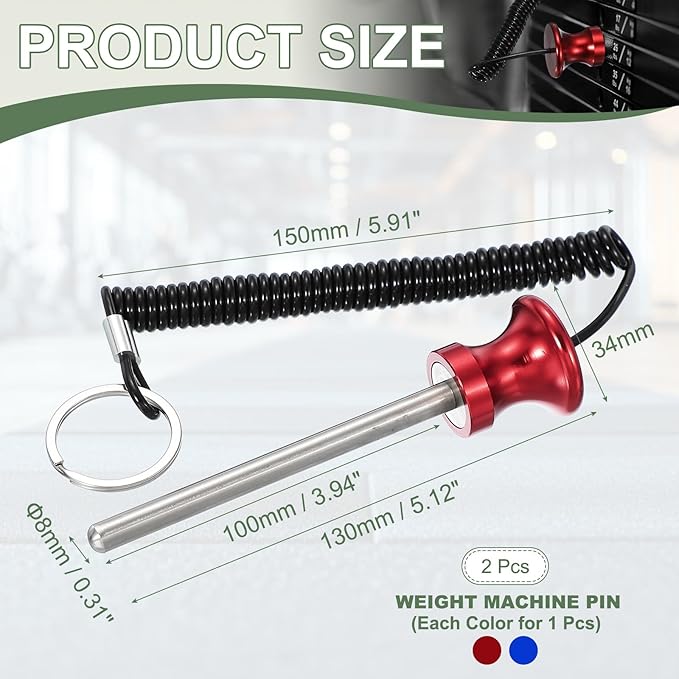 Weight Stack Pin, Weight Gym Pin Strength Training Equipment Replacement with Pull Rope for Commercial Home