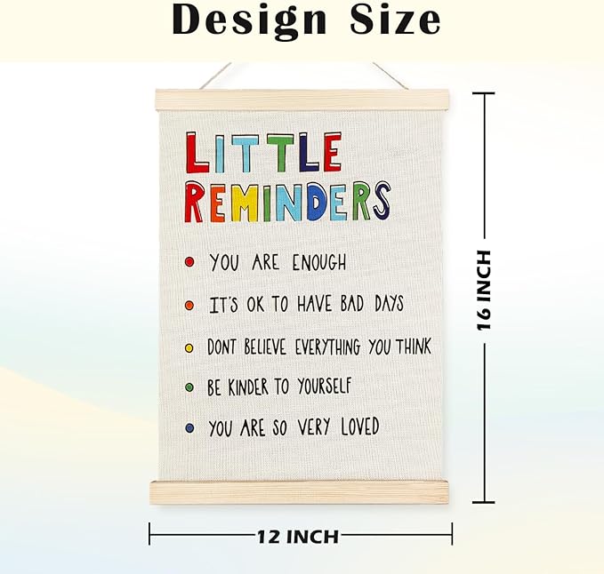 JINYO Mental Health Decor, Little Reminders Inspirational Wall Art Poster, Positive Affirmations Wall Decor, Mental Health Wall Decor for Classroom Counselor Psychology Therapist Office, 12x16 Inch