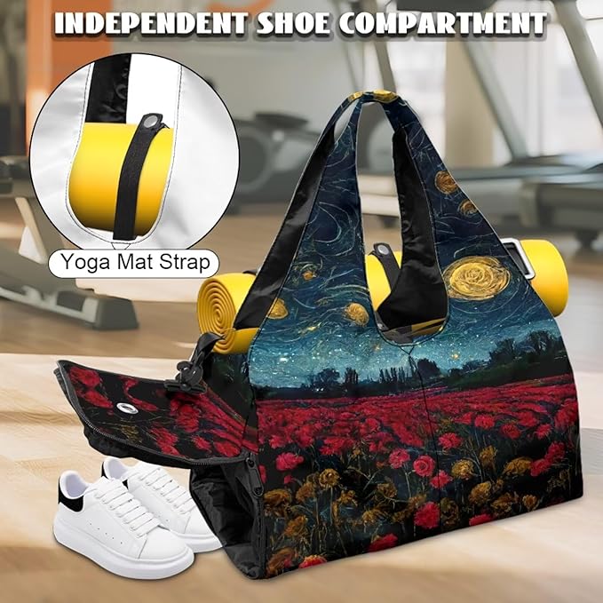 Yoga Mat Bag for Women Men Large Carryall Tote with Adjustable Shoulder Strap for Gym Yoga Travel Pilates Office