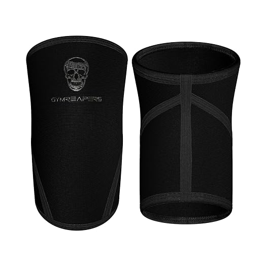 Knee Sleeves (1 Pair) With Gym Bag - IPF Approved - Knee Compression Sleeve Support for Squats, Weightlifting, and Powerlifting - Gymreapers 7MM Neoprene Sleeves - 1 Year Warranty (Black/Black, X-Large)