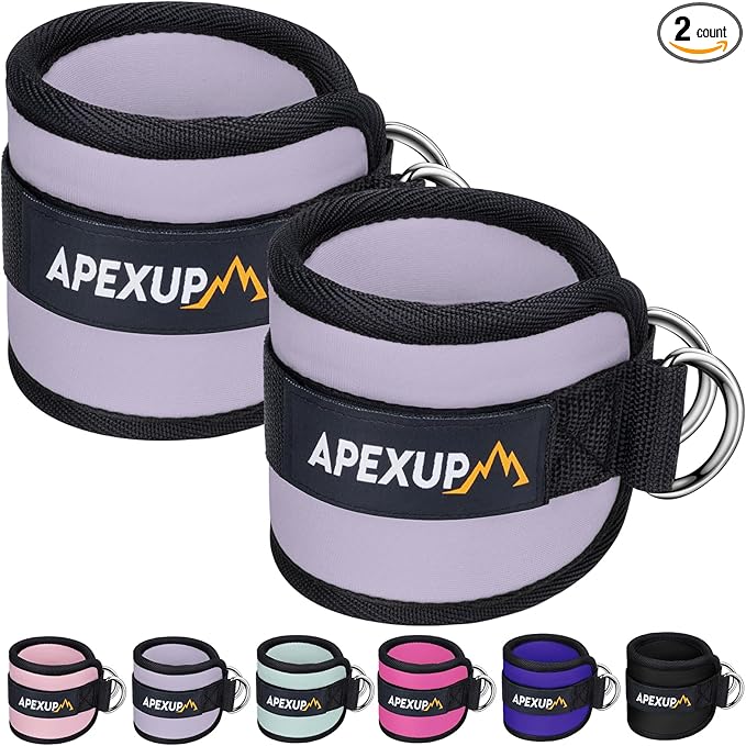APEXUP Ankle Strap for Cable Machine, Ankle Resistance Bands, Cable Kick Back Straps for Gym, Glute Workouts, Leg Extensions, Adjustable Straps with Neoprene Padding