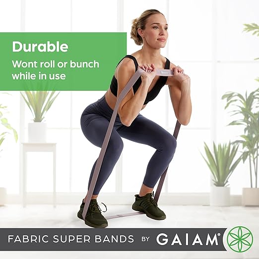 Gaiam Fabric Resistance Bands (3-Pack), Rubber & Polyester Loop Exercise Bands for Squats, Pull-Ups, Physical Therapy & Strength Training, for Yoga, Pilates, Gym or Home Workout