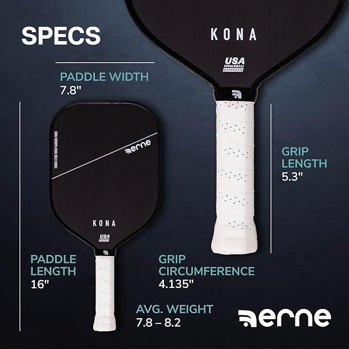 Kona Carbon Pickleball Paddle – 16" Lightweight Design, Carbon Fiber Surface for Spin & Control, 15mm Polymer Core, USAPA Approved