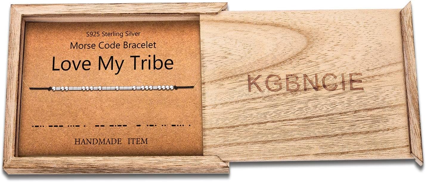 KGBNCIE Morse Code Bracelet for Women Sterling Silver Beads on Silk Cord Secret Message Fuck Friendship Inspirational Encouragement Bracelet Gift for Her