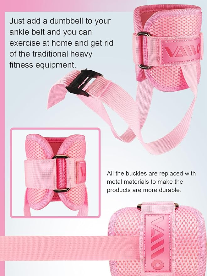 VAIIO Adjustable Weight Dumbbell Ankle Straps, Ankle Bands for Working Out Booty Workouts-Kickbacks, Leg Extensions, Lower Body Strength Training, Pelvis Muscle Exerciser for Men and Women