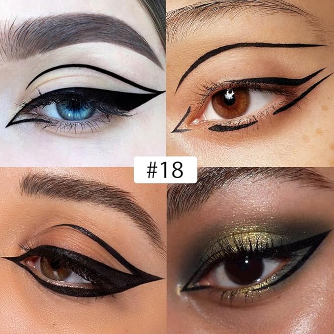 evpct 1Pcs Black Liquid Eyeliner Makeup Waterproof Black Eye Liners for Women, Eyes Wing Eyeliner Stamps Shapes Colored Eyeliner delineador de ojos a prueba de agua contra el agua blanco para ojos