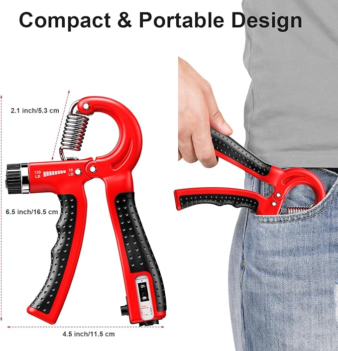 KDG Hand Grip Strengthener 2 Pack Adjustable Resistance 10-130 lbs Forearm Exerciser,Grip Strength Trainer for Muscle Building and Injury Recovery for Athletes