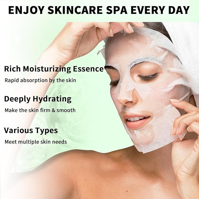 12 Pack Variety Face Masks Skincare for Women Sheet Face Mask for Kids Teens Girls, Hydrating Face Masks for All Skin Types, Bulk Face Mask Set Birthday Spa Party Gift for Kids Teens Girls Women