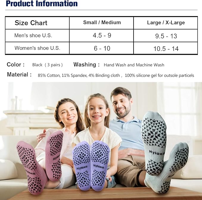 Hylaea Unisex Non Slip Socks with Grip for Yoga, Hospital, Pilates, Barre | Ankle, Cushioned