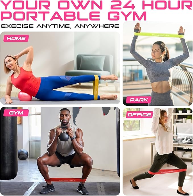 Resistance Bands for Working Out, Exercise Bands Resistance Bands Set with 5 Resistance Levels, Latex Loop Bands for Women Men, Workout Bands for Legs, Glutes, Strength Training, Yoga, Home Gym
