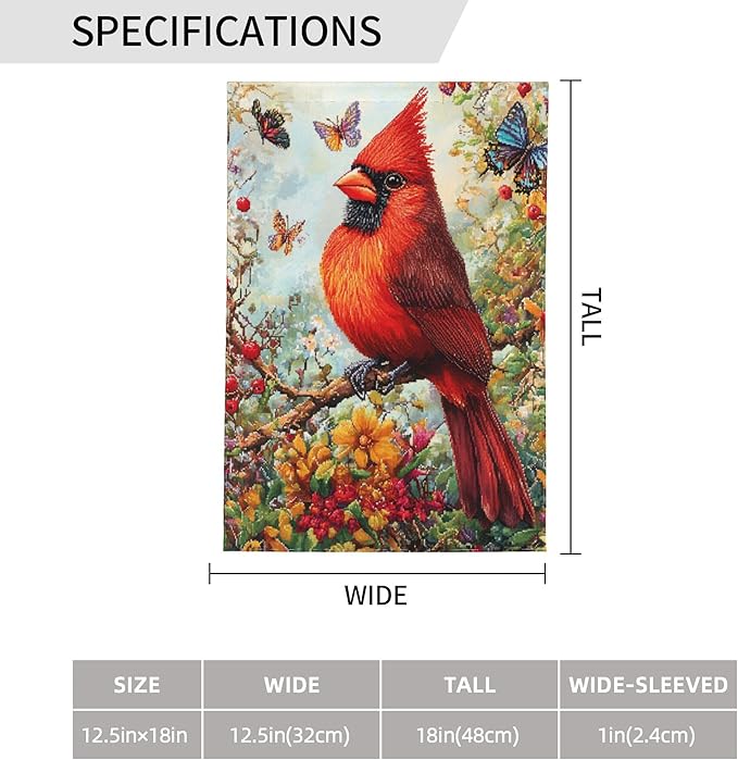 Bird Garden Flag 12x18 In Double Sided Yard Flags Lawn Sign Decor No Flagstand