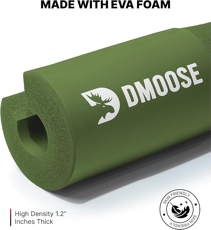 DMoose Fitness Barbell Pad for Hip Thrust, Squat & Lunges - Non-Slip Thick Foam Cushion for Neck and Back Support with Two Straps - Hip Thrust Pad for Leg Day - Fits All Olympic Bars and Smith Machine