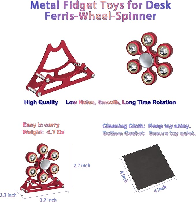 Desk Toys for Fidget Ferris-Wheel Spinner: 4mins Metal Cool-Gadgets Kinetic-Toy, Cool-Stuff for Kid Children Teen Adult EDC-Toy, ADHD Tools Stress Relief for Office Home School Men Woman Christmas