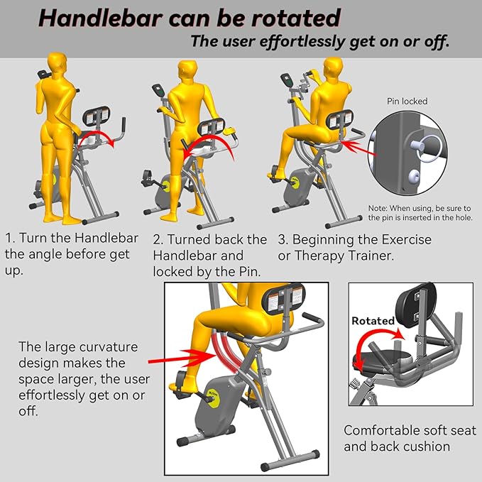 Folding Exercise Bike - Stationary Bikes for Home Use, Arms and Feet Workout, Foldable Indoor Cycling Machine - Magnetic with 8-Level Adjustable Resistance and 300 lbs Capacity
