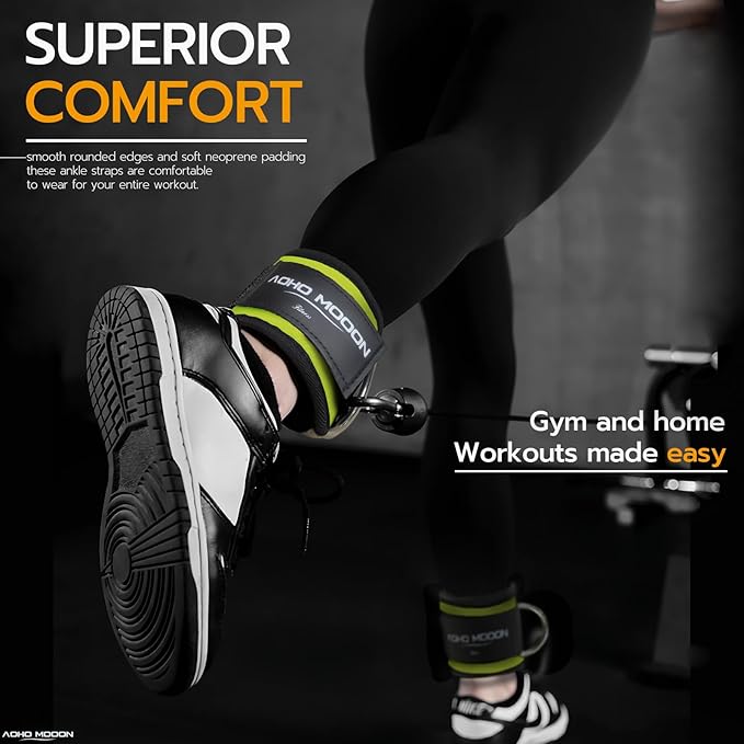 Comfortable Adjustable Ankle Straps for Cable Machines Women, Gym Workout Leg Strap, Glute Cuff, Ankle Cuffs for Glute Workouts, Foot Straps for Kickback, One Size Fit All