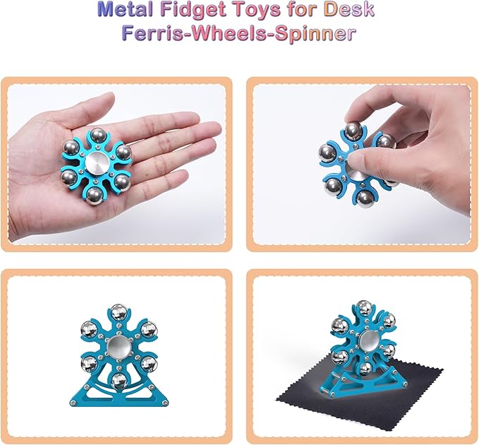 Desk-Toys for Fidget Ferris-Wheel-Spinner: 4mins Kinetic-Spinning Cool-Gadgets, Cool-Stuff Thing Toy for Office School Home Man Women Christmas, Stress-Relief Game Gifts for Adult Teen Children Kid