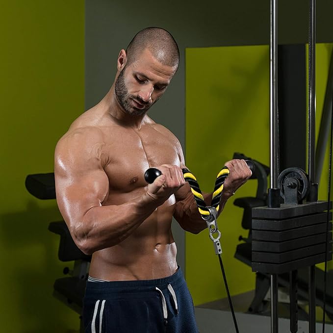 Deluxe Tricep Rope Pull Down Cable, 27 & 36 Inch Rope Length, Easy to Grip & Non-Slip Cable Attachment for Gym Workout Exercise