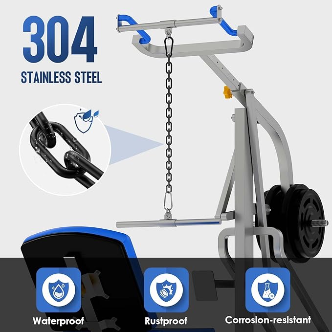 Fitness Chain, Weight Lifting Chain, 304 Stainless Steel Exercise Cable Machine Extension, LAT Pulldown Bar Extension Attacment for Home Gym
