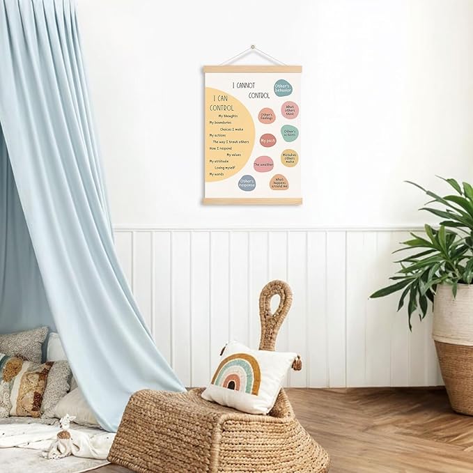 DNEULYR Things I Can Control Mental Health Poster Hanger Frame, Wall Decor Art Banner for Classroom, School Counselor Office, Therapy Office, 12.5x17 Inch