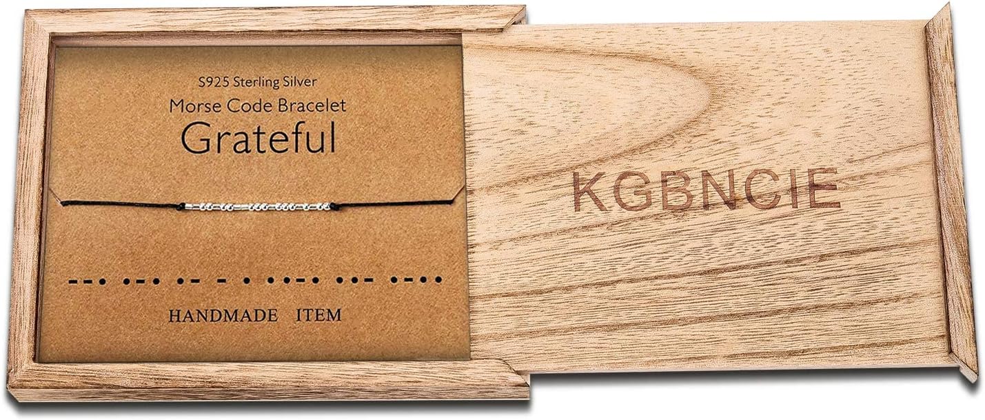 KGBNCIE Morse Code Bracelet for Women Sterling Silver Beads on Silk Cord Secret Message Fuck Friendship Inspirational Encouragement Bracelet Gift for Her
