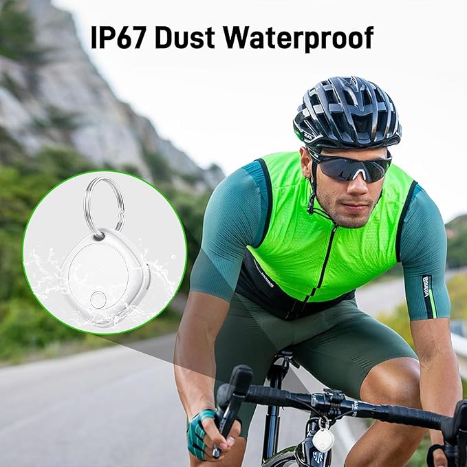 Air Tracker Tags-4 Pack, Bluetooth Tracker Works with Apple Find My APP (iOS Only), Bluetooth Air Tracker Tags Finder and Item Locator for Keys, Bags, Luggage, Pets, Wallet, Replaceable Battery